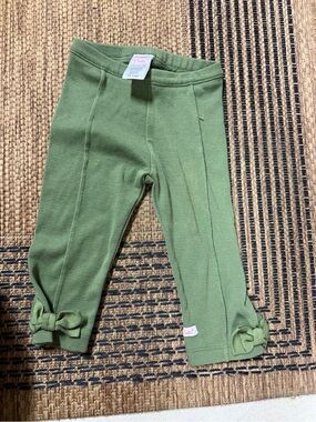 Ruffle Butts Olive Green Knit Leggings with Ankle Bows